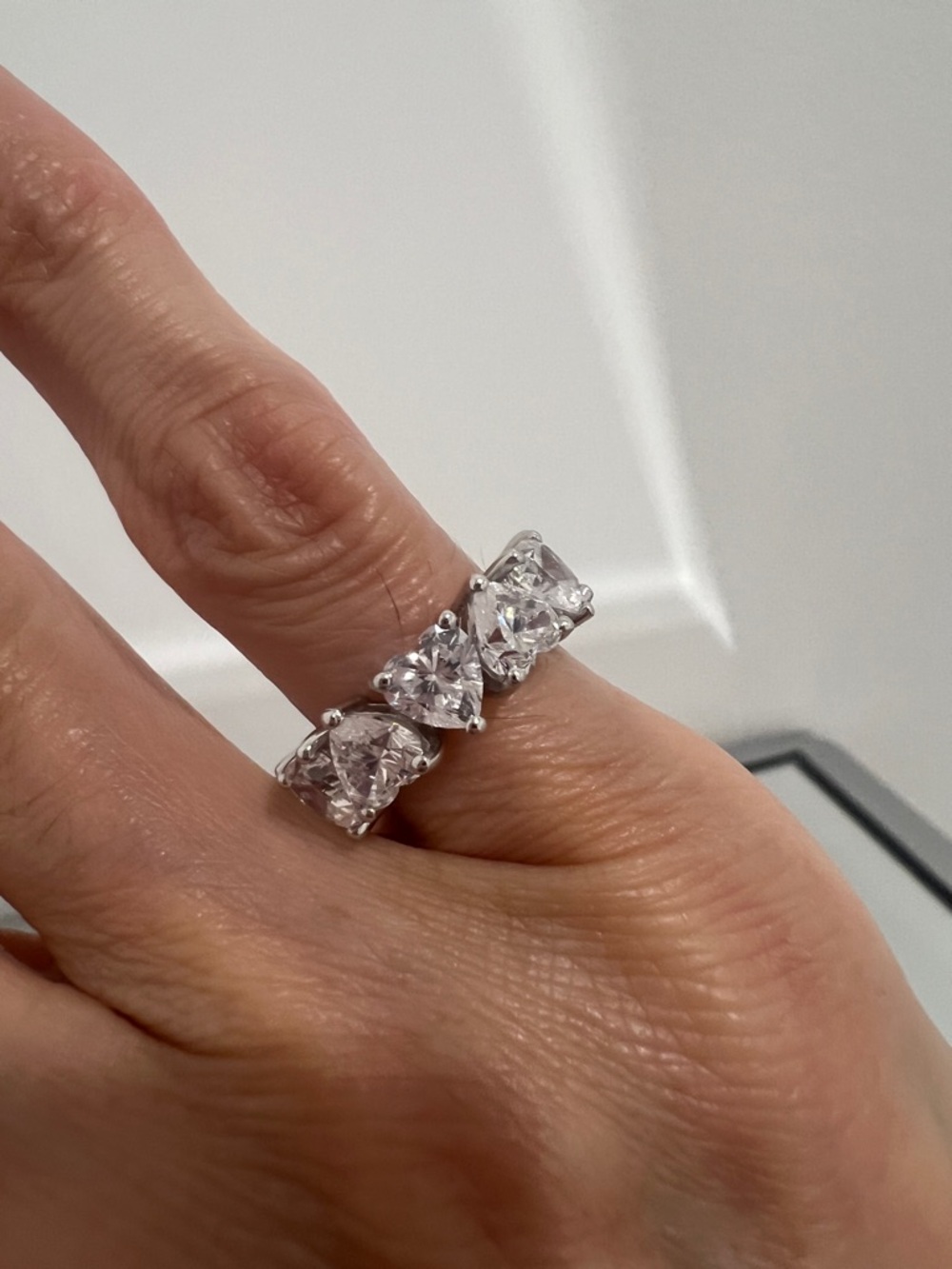 5MM Heart Eternity Band -Silver-Color Cubic Zirconia Band